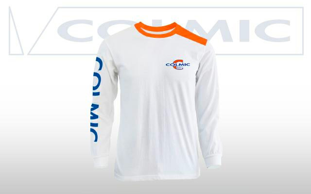 colmic T-SHIRT LONG/SLEEVES: WHITE/ORANGE