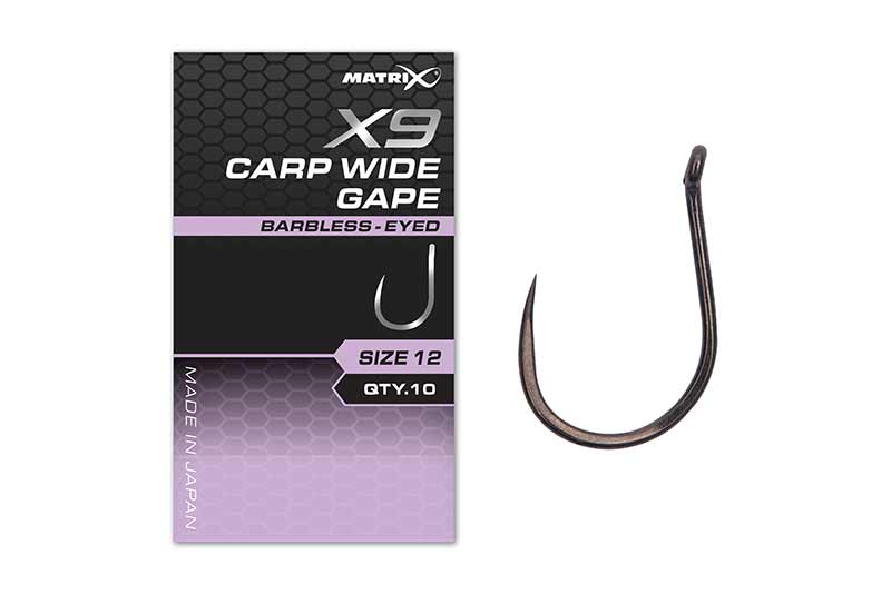 matrix X9 Carp Wide Gape Barbless Eyed