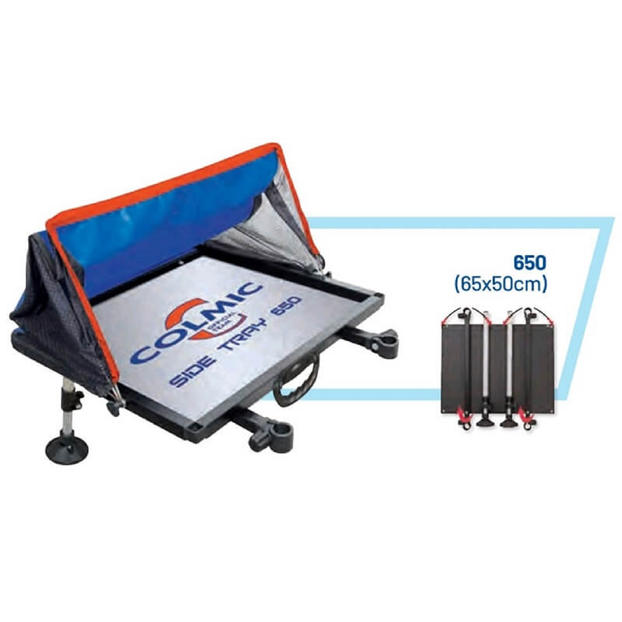 colmic SIDE TRAY 650: ALLUMINIO 66*50cm + TENT (D.36mm)