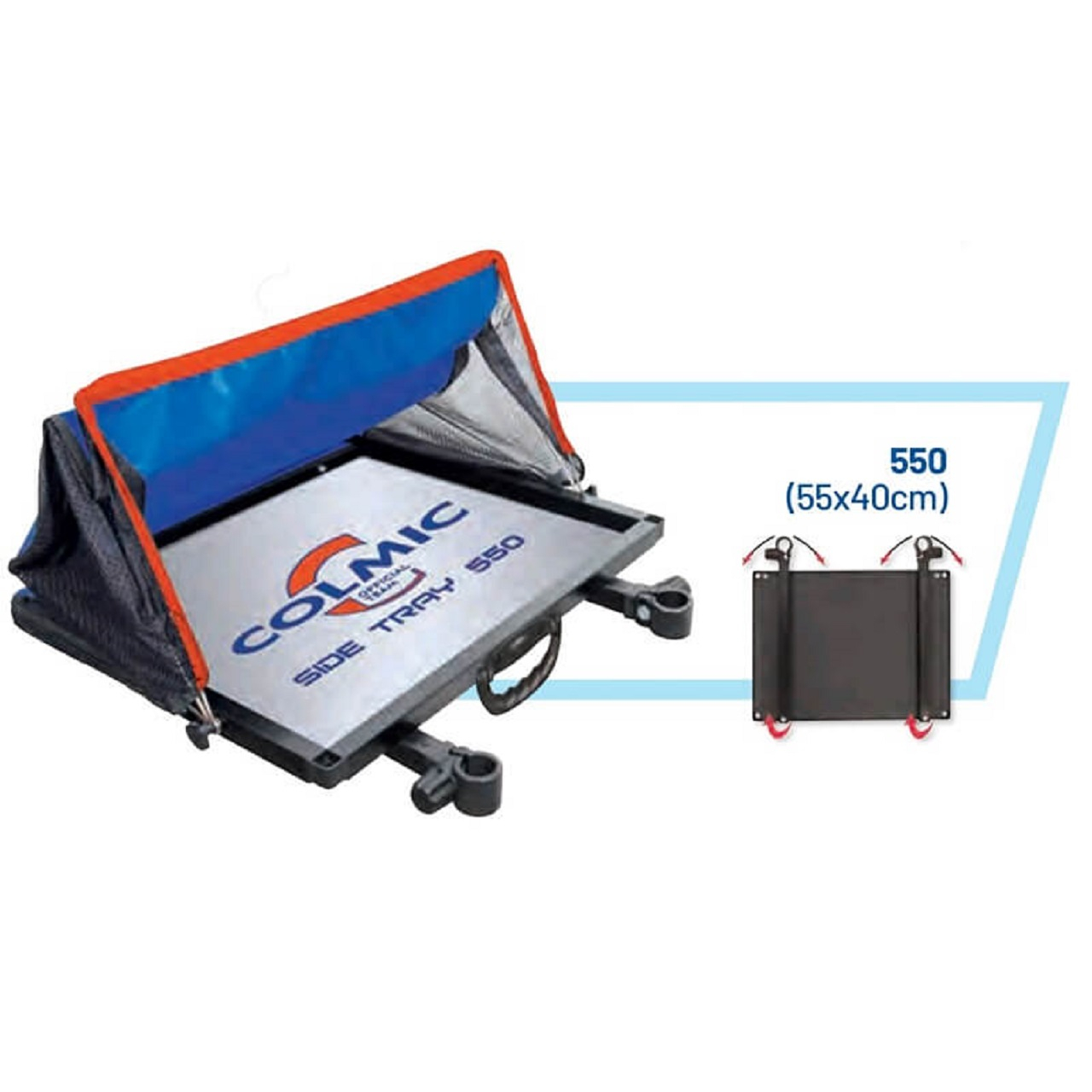 colmic SIDE TRAY 550: ALLUMINIO 55*40cm + TENT (D.36mm)