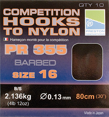 preston PRESTON-COMPETITION 355 HOOKS-TO-NYLON