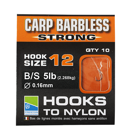 preston BARBLESS CARP STRONG-HOOKS-TO-NYLON