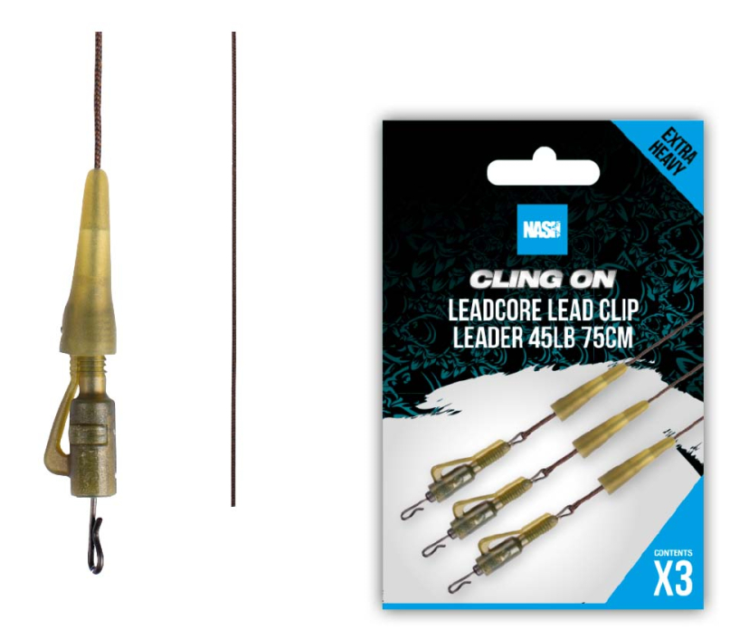 Nash Ready Tied Leadcore Lead Clip Leader 75cm